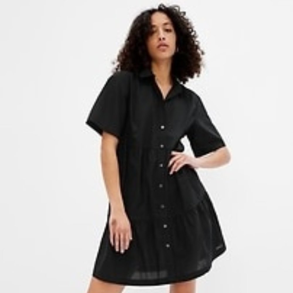 Tiered Mini Shirtdress